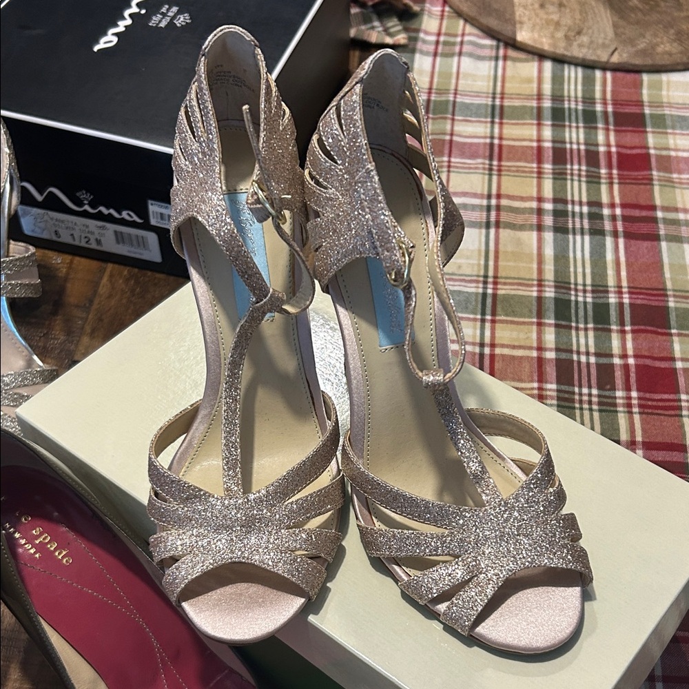 Betsy Johnson Elegant Glitter Strappy Heels